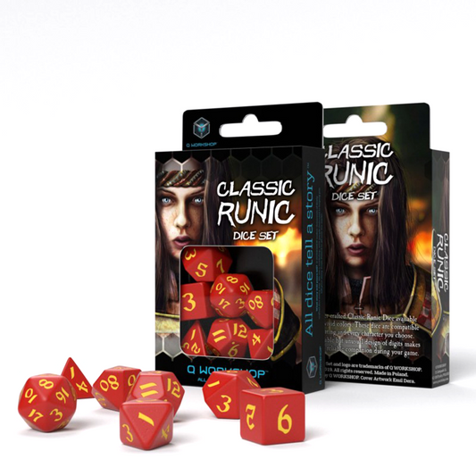 Classic Runic - raudoni ir geltoni kauliukai, 7 vnt. | Q-Workshop