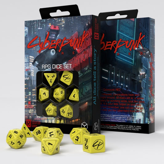 Cyberpunk RED Danger Zone - geltoni ir juodi kauliukai