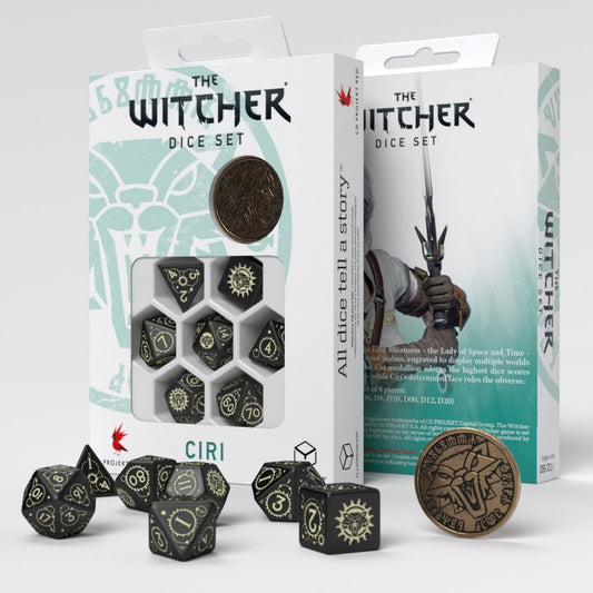 The Witcher Ciri The Zireael - juodi kauliukai ir moneta