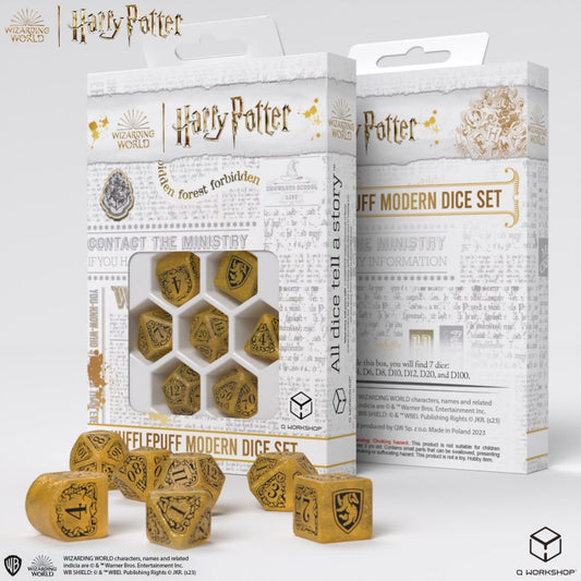 Harry Potter Hufflepuff Modern Yellow - 7 geltoni kauliukai