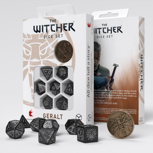 The Witcher Geralt Silver Sword - juodas kauliukų rinkinys