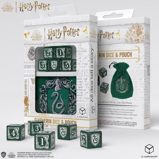 Harry Potter Slytherin Dice & Pouch - 5 kauliukai ir maišelis