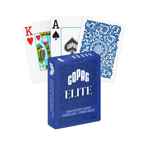 Copag 1546 Elite Blue - mėlynos pokerio kortos, Jumbo indeksai
