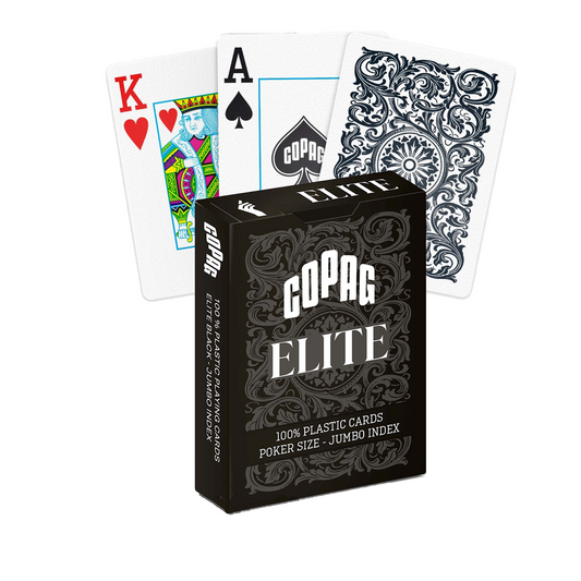 Copag 1546 Elite Black - juodos pokerio kortos, Jumbo indeksai