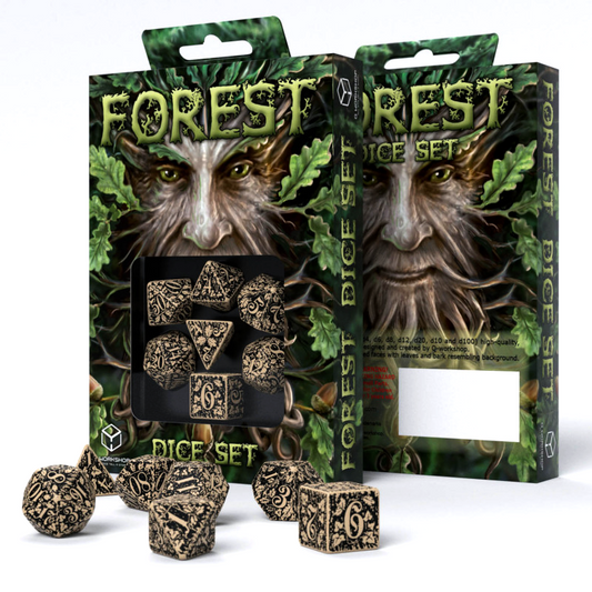 Forest 3D Taiga - smėliniai ir juodi kauliukai, 7 vnt. | Q-Workshop