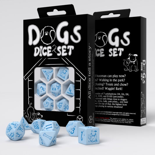 DOGS Dice Set Max - 7 mėlyni kauliukai, Q-Workshop