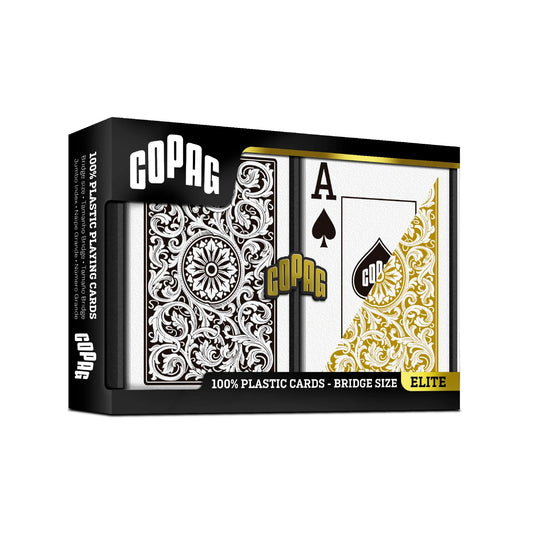 Copag Elite1546 Bridge Black/Gold - dviejų kaladžių rinkinys