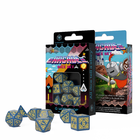 Arcade RPG - mėlyni ir geltoni kauliukai, 7 vnt. | Q-Workshop