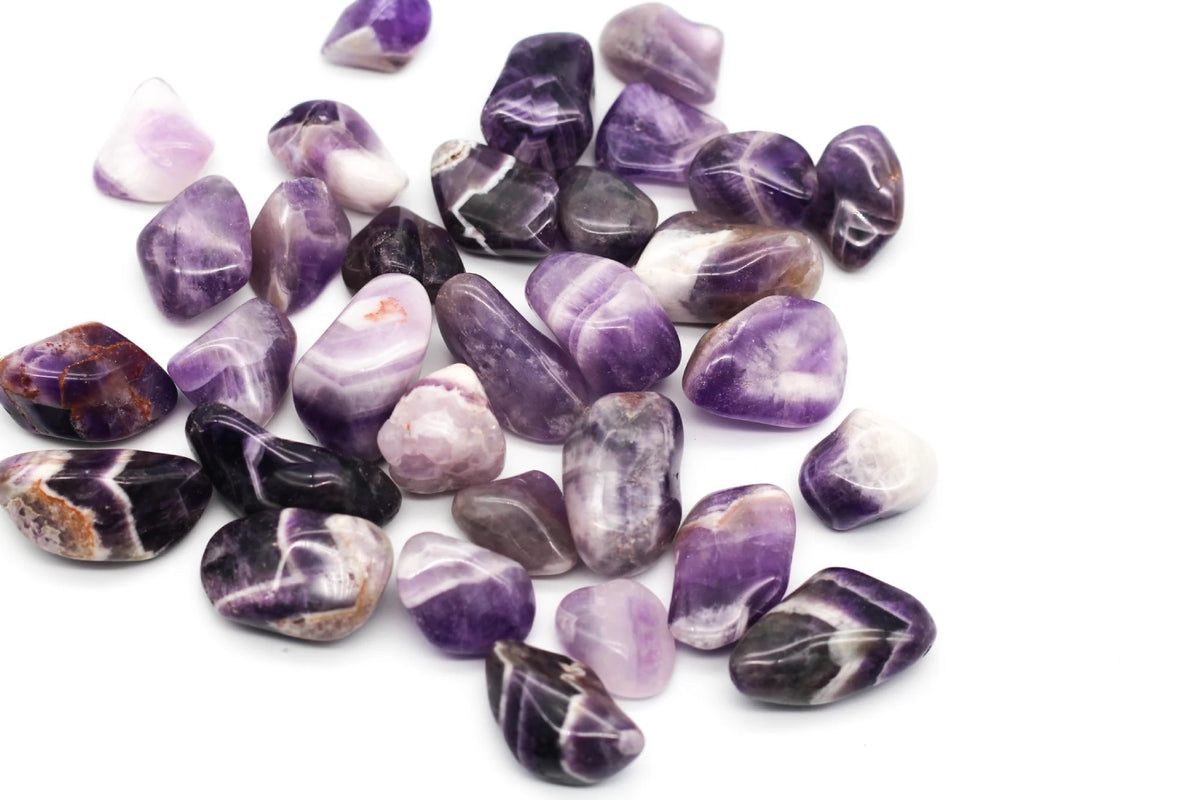 Juostuotas ametistas Medium - gludinti akmenys, 24 vnt.
