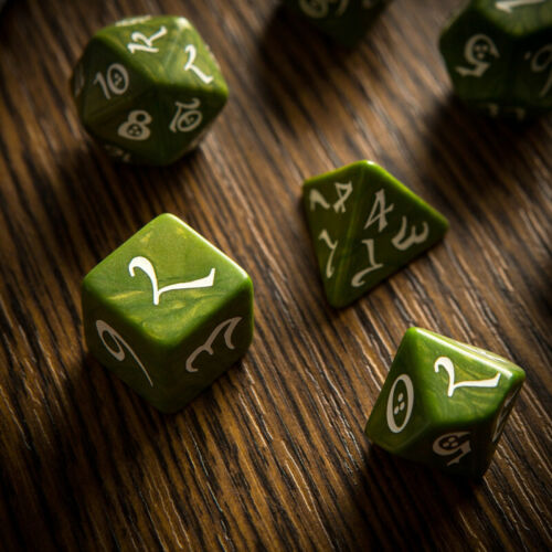 Classic RPG Olive/White - alyvuogių spalvos kauliukai