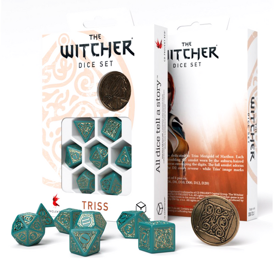 The Witcher Triss The Beautiful Healer - turkio ir aukso kauliukai su moneta
