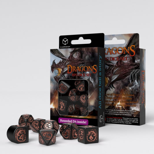 Dragons Modern Black/Copper - juodi ir variniai kauliukai
