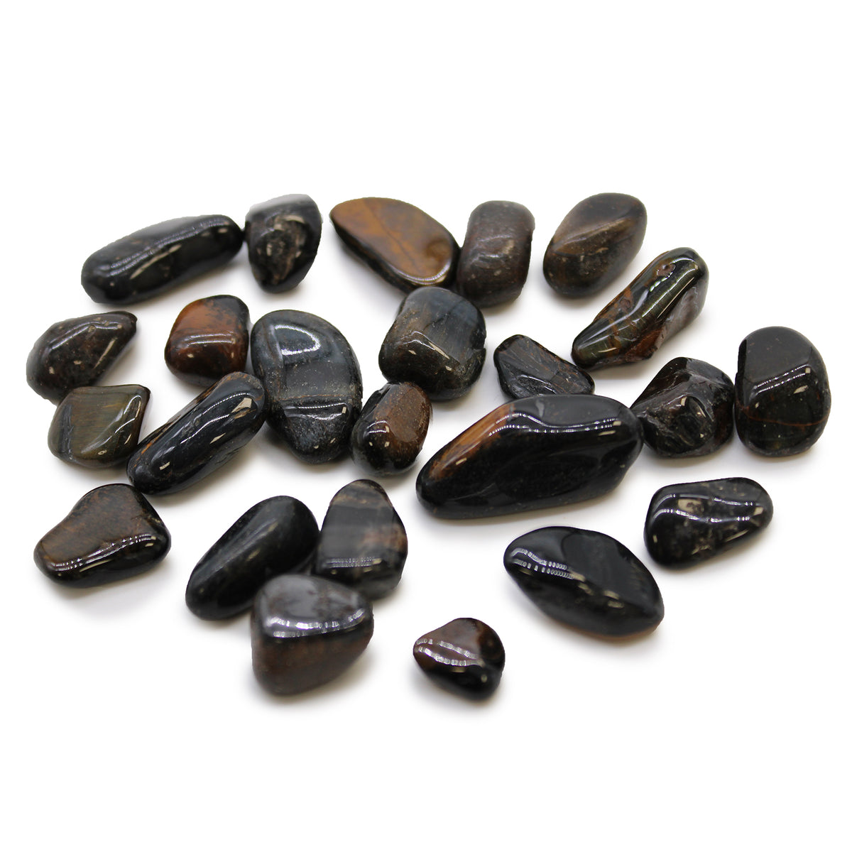Tiger Eye Blue Small African - mėlyni tigro akies akmenys, apie 24 vnt.