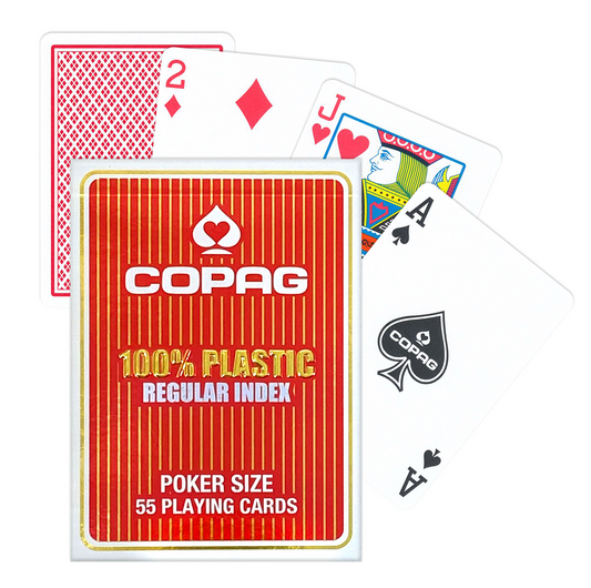 2 Corner - raudonos plastikinės pokerio kortos | Copag