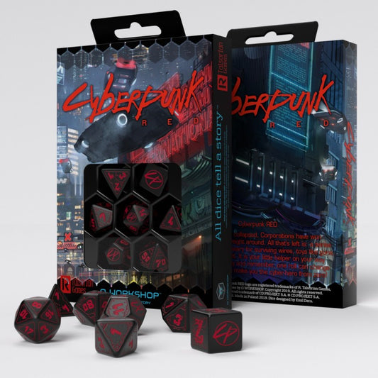 Cyberpunk RED Blood over Chrome - juodi ir raudoni kauliukai