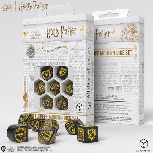 Harry Potter Hufflepuff Modern Black - 7 juodi kauliukai