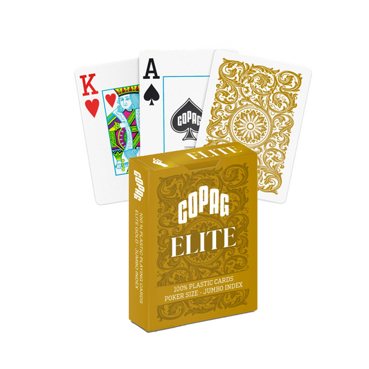 Copag 1546 Elite Gold - auksinės spalvos pokerio kortos, Jumbo