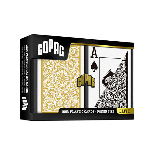 Copag 1546 Elite Jumbo - 2 juodos ir aukso spalvų kaladės