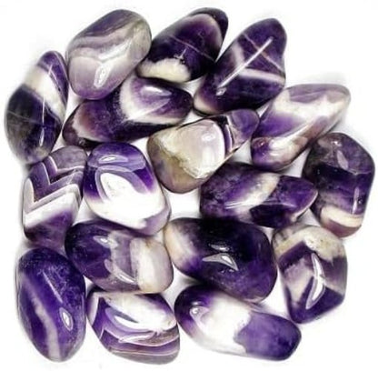 Juostuotas ametistas Medium - gludinti akmenys, 24 vnt.