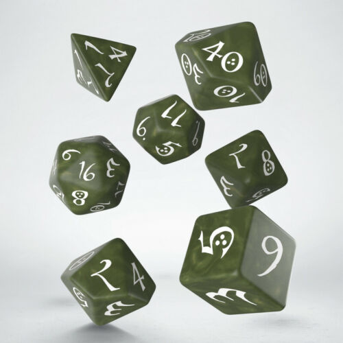 Classic RPG Olive/White - alyvuogių spalvos kauliukai