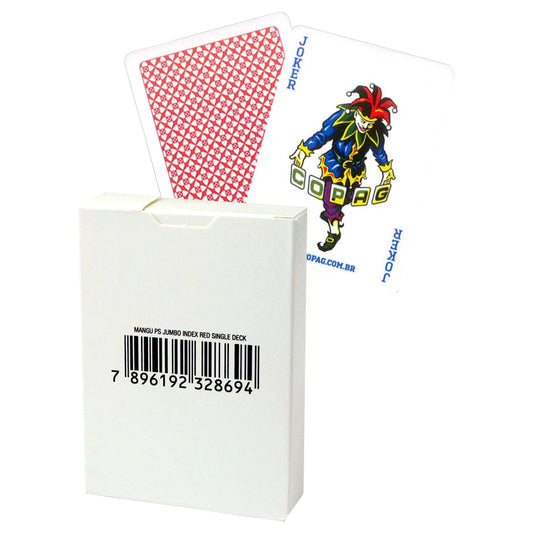 Copag 4 Corner Jumbo Red - pokerio kortos baltoje dėžutėje