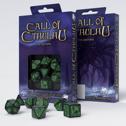 Call of Cthulhu 7th Edition Black/Green - kauliukų rinkinys