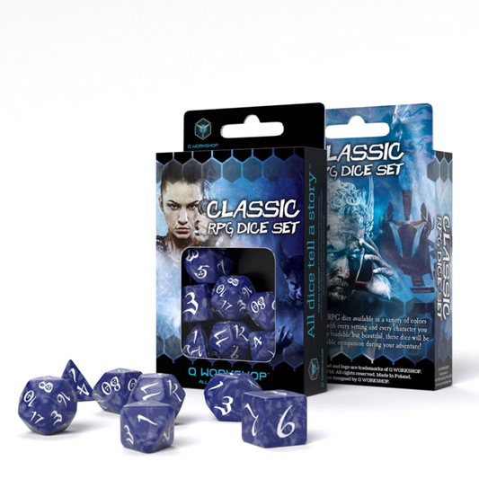 Classic RPG Cobalt & White - kobalto ir balti kauliukai, 7 vnt.