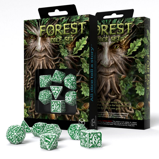 Forest Tundra - balti ir žali kauliukai, 7 vnt. | Q-Workshop