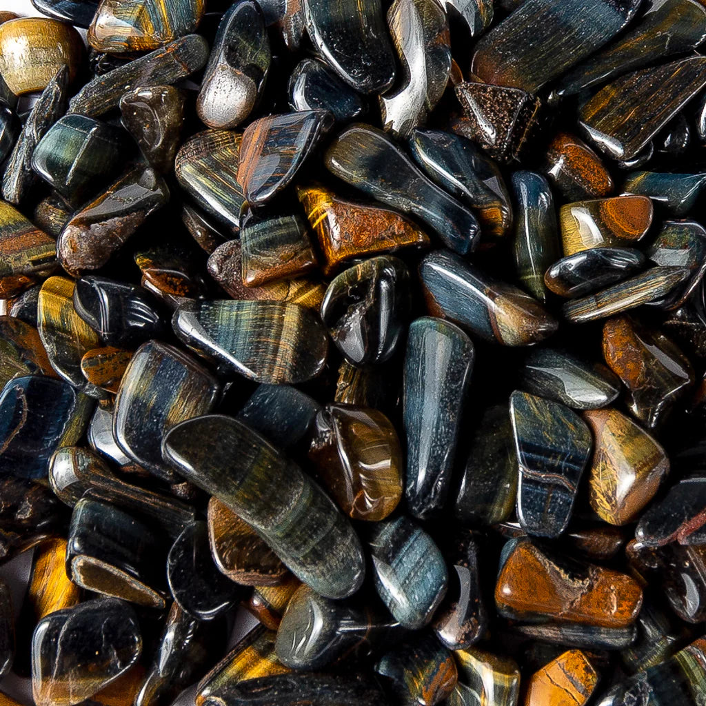 Tiger Eye Blue Small African - mėlyni tigro akies akmenys, apie 24 vnt.