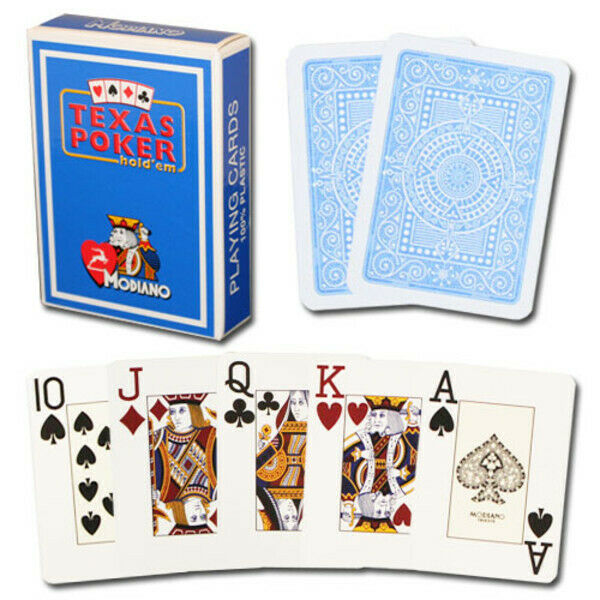 Texas Poker Hold'em - šviesiai mėlynos Jumbo kortos | Modiano