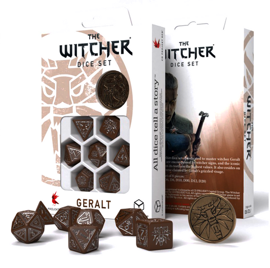 The Witcher Geralt Roach's Companion - rudi ir sidabro kauliukai su moneta