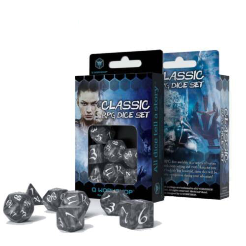 Classic RPG Smoky/White - dūminis kauliukų rinkinys