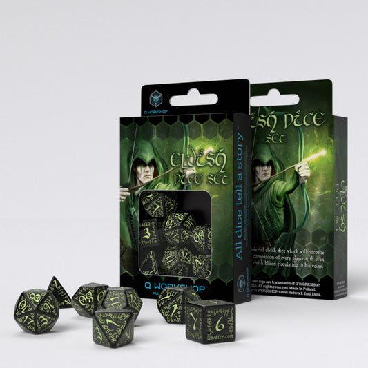 Elvish Black Fluorescent Glow in the Dark - kauliukų rinkinys