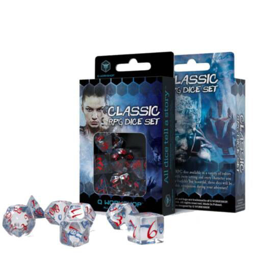 Classic RPG Translucent Blue/Red - skaidrūs kauliukai